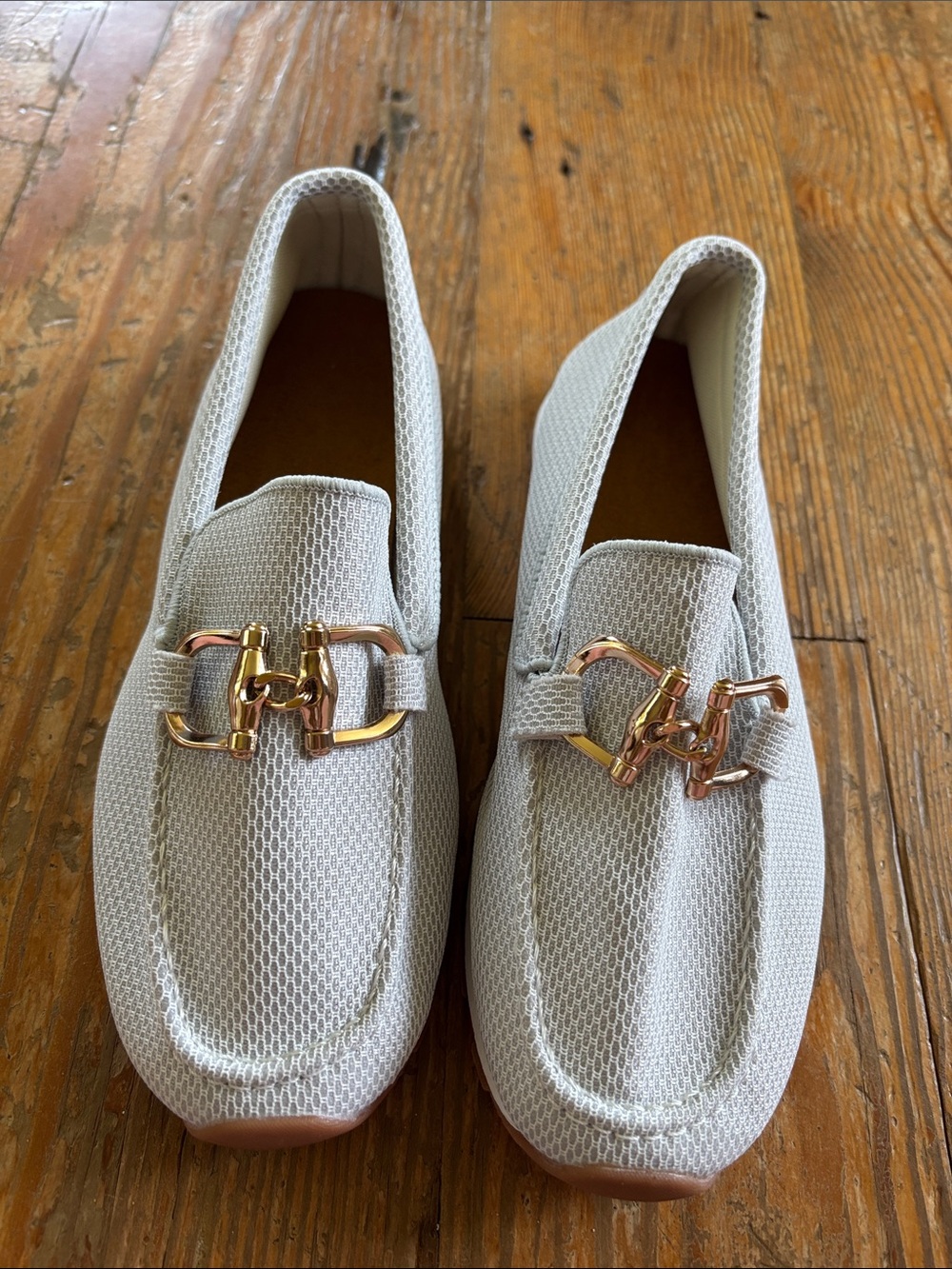 Women's Gray Slip-On Sneaker Loafer with Gold Horse Bridle Accent